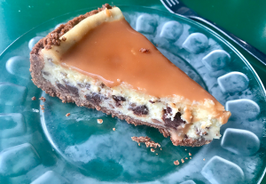 The turtle cheesecake, loaded with chocolate, pecans and caramel, is one of several homemade desserts served daily.