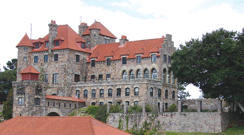 The five-story Singer Castle on Dark Island was built in 1905 by Frederick Bourne, president of Singer Sewing Machine Company. It’s one of main attractions in the Thousand Islands region.