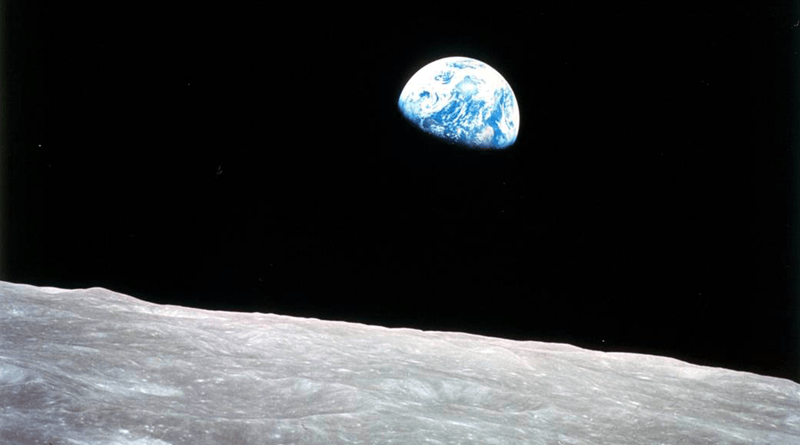 Apollo 8, the first manned mission to the moon, entered lunar orbit on Christmas Eve, Dec. 24, 1968. That evening, the astronauts Commander Frank Borman, Command Module Pilot Jim Lovell and Lunar Module Pilot William Anders, held a live broadcast from lunar orbit, in which they showed pictures of the Earth and moon as seen from their spacecraft.