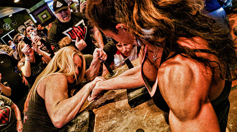 Michelle Dougan is pictured at the World Armwrestling Super Qualifier in 2016 in Syracuse. She had been competing only two years and faced Christy Resendes, an armwrestling and body building champion. 